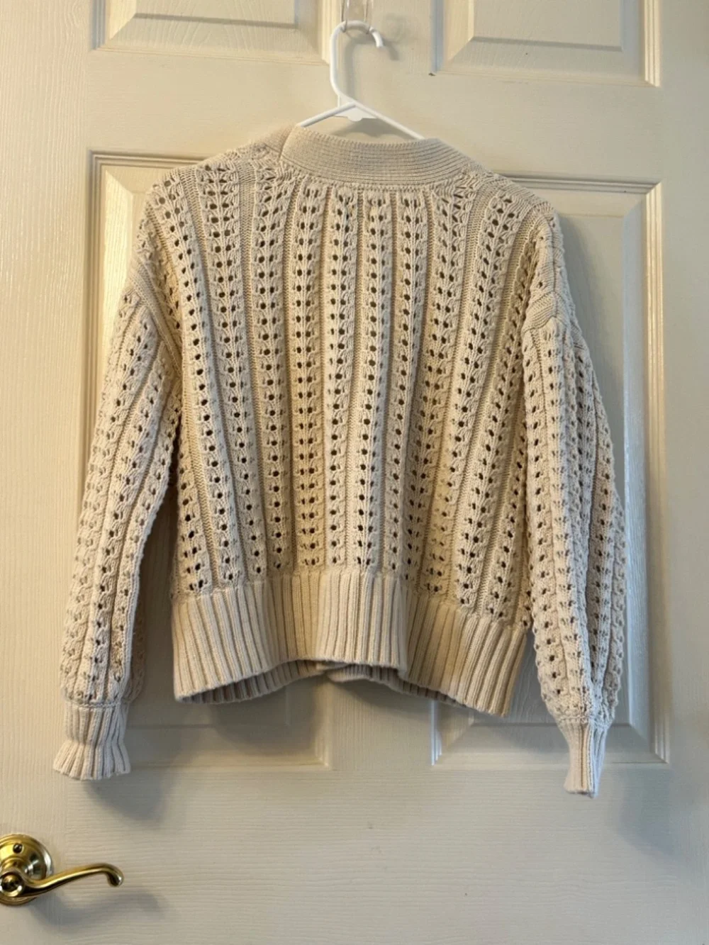 GAP Cream Open-Knit Button Front Cardigan